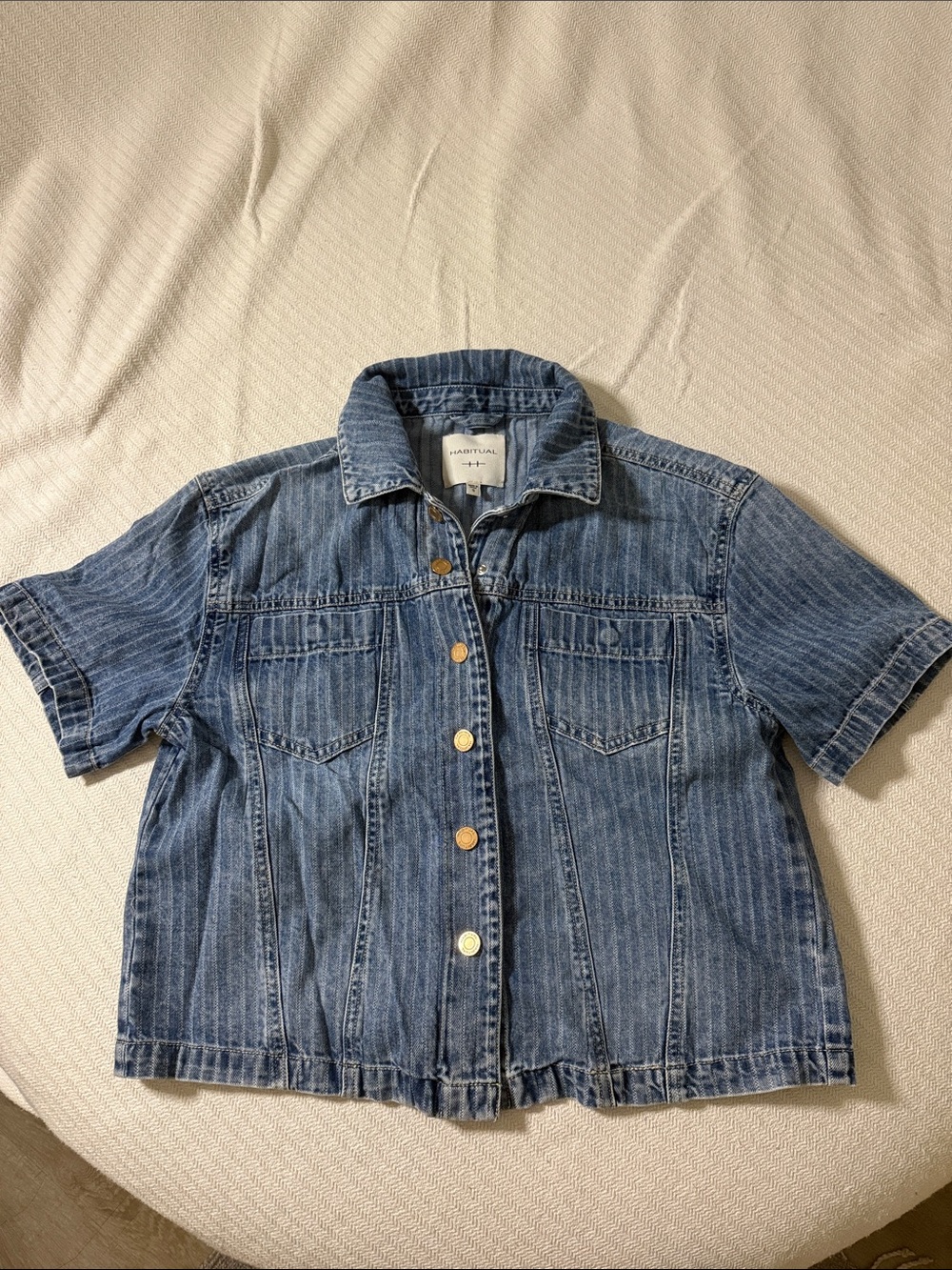 Habitual Short-Sleeve Denim Jacket in Blue